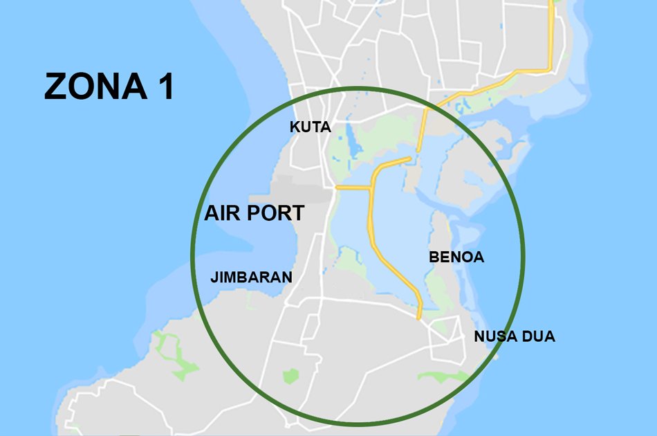Bali Airport Pick up and Transfer to Zone 1